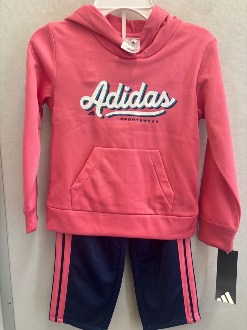 adidas Pink Hoodie with Navy Active Set